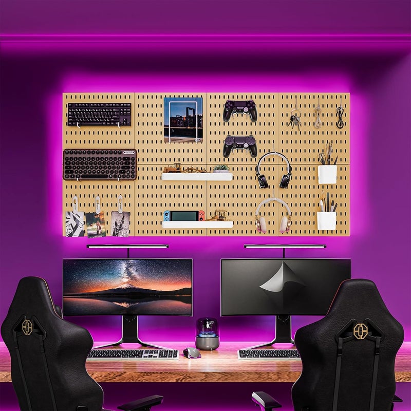 RIVTUN Pegboard Combination Kit for Wall Organizer, Wall Mounted Peg Board Kits for Kitchen, Bedroom, Office, &Bathroom, 4 Pieces White Pegboards and 14 Accessories, 22" x 22" - Image 3